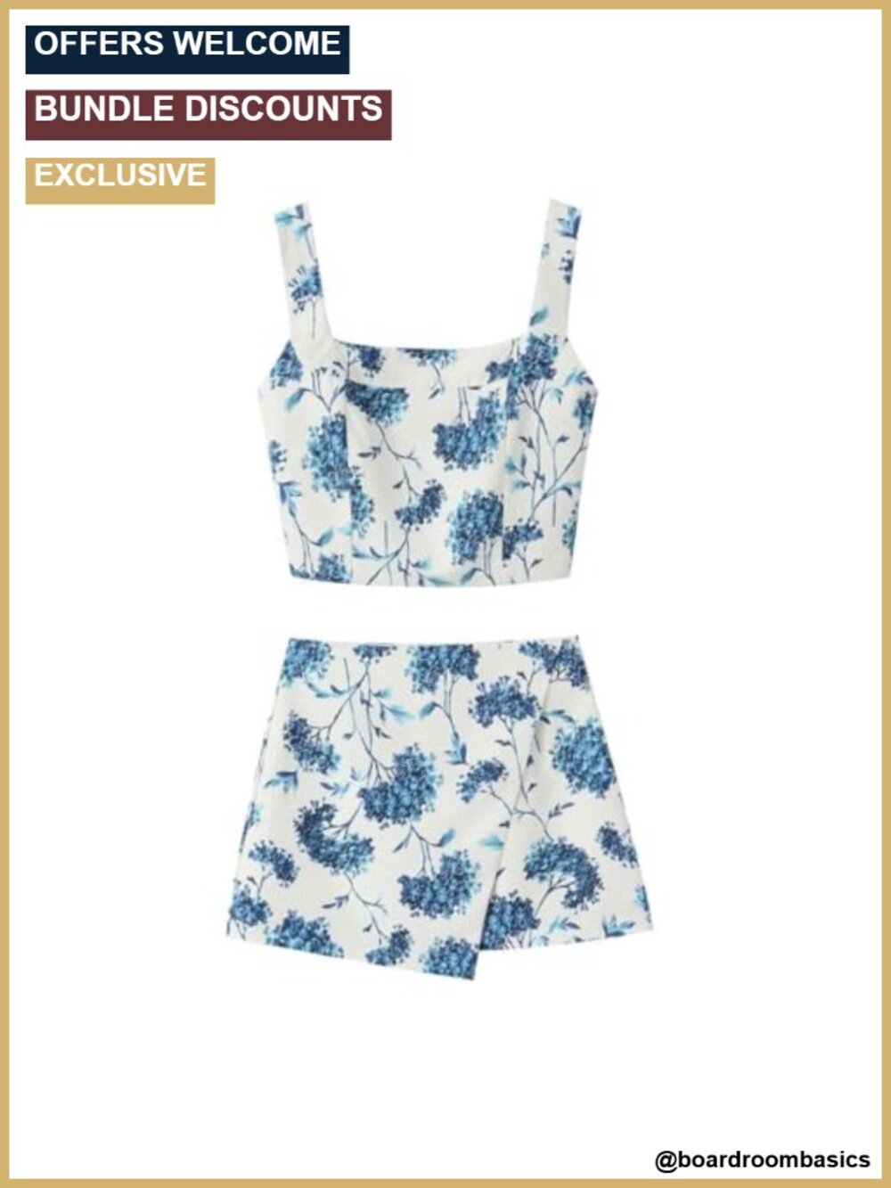 Women's 2 Piece Skirt Set Floral Crop Top Mini Skirt Vacation Outfit
